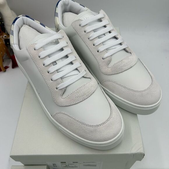Men’s Burberry robin white/blue low top leather sneakers size 45 made in Italy - Picture 3 of 11
